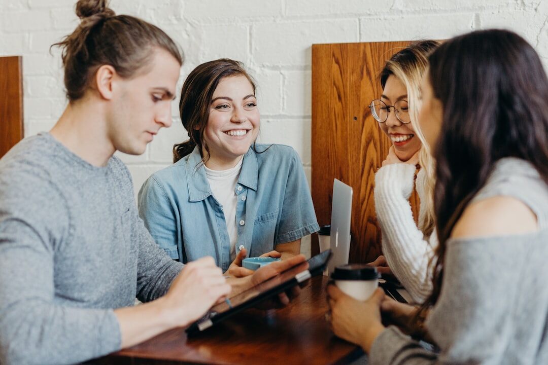 group of friends talking