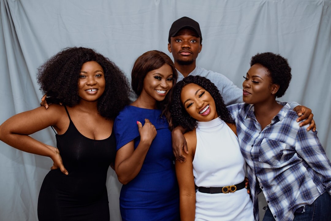 group of celebrities smiling